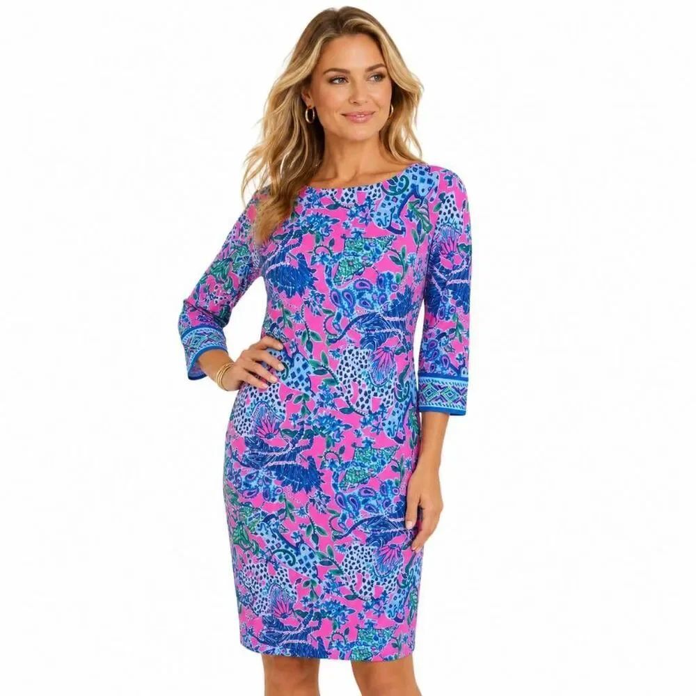 Lilly Pulitzer Womens Chillylilly Braedyn UPF 50+ Untamed Hearts Dress Pink XXS
